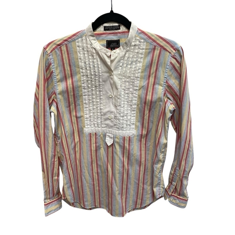 Vintage John Henry striped shirt long sleeve pleated women’s size 8